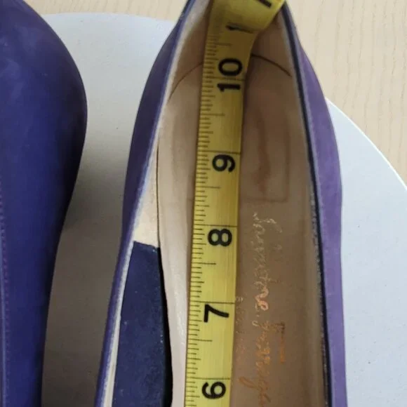 Vintage Salvatore Ferragamo Purple Nubuck Vara Plate Bow Low-Heel Pump Shoes 9AA - Picture 15 of 16
